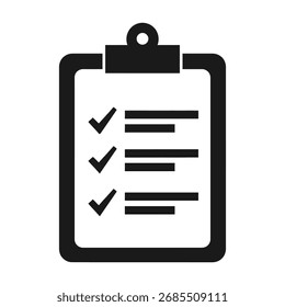 Checklist clipboard vector icon with ticked boxes