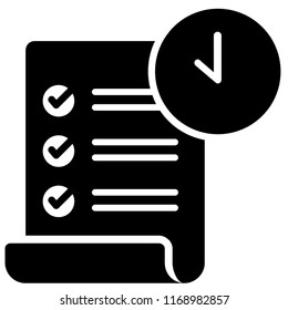 Checklist with clock icon vector illustration in solid color design