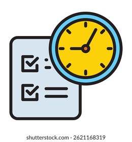 Ícone da lista de verificação e da estrutura de tópicos do agendamento do relógio	
