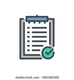Checklist color line icon. Clipboard with check mark vector outline colorful sign.