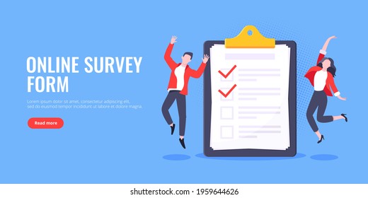 Checklist complete business concept tiny people jumping in the air nearby giant clipboard, task done and check mark ticks flat style design vector illustration isolated white background.