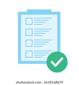 Checklist complete. Green checkmark on clipboard.