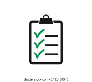 Checklist complete icon, checklist done green icon 