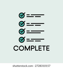 Checklist complete icon with green checkmarks