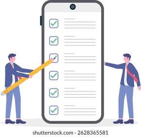 Checklist to complete project task,flat vector illustration.

