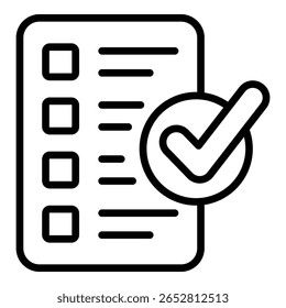 Estilo De Linha Do Ícone De Conclusão Da Lista De Verificação Para Várias Finalidades De Design