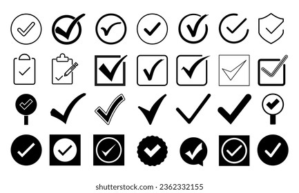 Concepto de lista de comprobación, marca de verificación en fondo blanco con espacio de copia establecido 