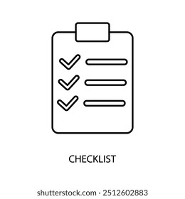 ícone da linha de conceito da lista de verificação. Ilustração de elemento simples. design de símbolo de estrutura de tópicos do conceito da lista de verificação.