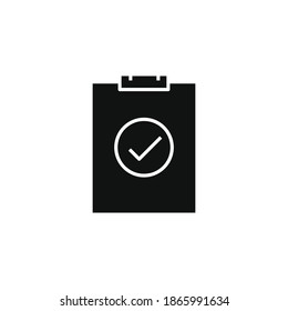 Lista de comprobación, icono del portapapeles de confirmación para tu sitio web, logotipo, aplicación, interfaz de usuario, impresión de producto. Icono de la ilustración de vector de silueta plana de confirmación de lista de comprobación