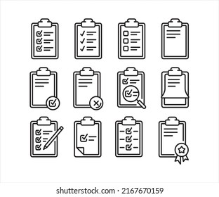 Lista de comprobación, icono del portapapeles de confirmación para tu sitio web, logotipo, aplicación, interfaz de usuario, impresión de producto. Concepto de confirmación de lista de comprobación en el estilo de línea 