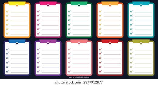 Checklist daily notes vector template set