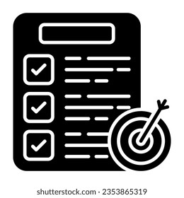 Checklist with dartboard, icon of target list 