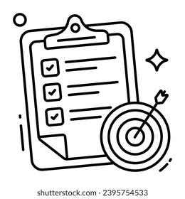 Checklist with dartboard, icon of target list