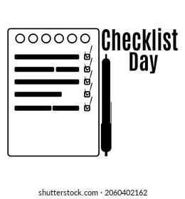 Día de lista de comprobación, idea de un cartel, pancarta, volante o ilustración vectorial de postal