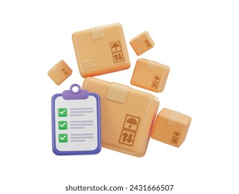 checklist with delivery package icon 3d rendering vector illustration