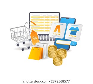 Checklist details of online shopping discounts  flat illustration concept