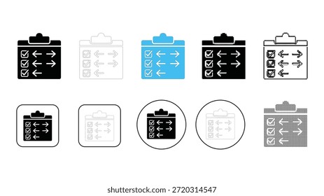 Checklist with directional arrows icons representing planning