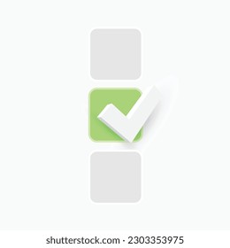 Checklist or to do list design with checkmark in 3D style. Vector illustration.