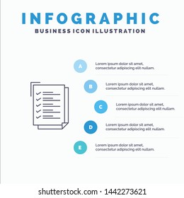 Checklist, To Do List, Work Task, Notepad Line icon with 5 steps presentation infographics Background