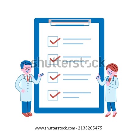 Checklist and doctor's illustration on the binder