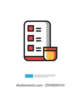 Checklist Document With Checkbox List And Clipboard On A White Backgrounds And Details Page. Showing Important Steps