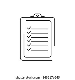 checklist document clipboard vector black linear flat style icon