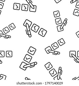 Checklist document icon in flat style. Survey vector illustration on white isolated background. Check mark choice seamless pattern business concept.