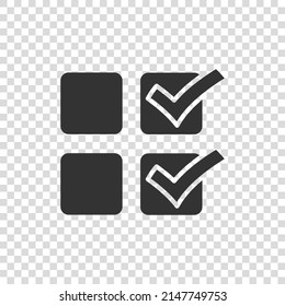 Checklist document icon in flat style. Survey vector illustration on white isolated background. Check mark choice business concept.