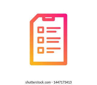 Checklist Document icon. Information File sign. Paper page concept symbol. Classic flat style. Gradient checklist icon. Vector