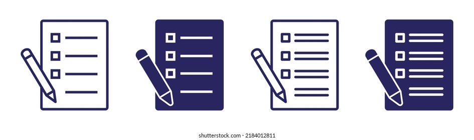 Checklist document icon. Document list with pen icon, vector illustration