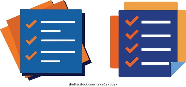 Checklist Document Icons Set – Survey, Task Management, and Completed To-Do List Concept