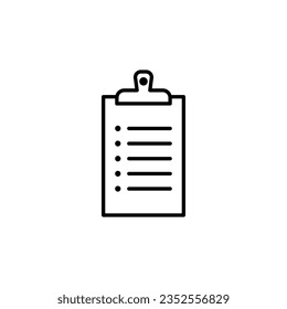 Checklist in Document on Clipboard Vector Line Sign for Advertisement. Suitable for books, stores, shops. Editable stroke in minimalistic outline style. Symbol for design 