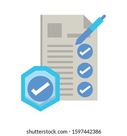 checklist document paper with pen supply vector illustration design