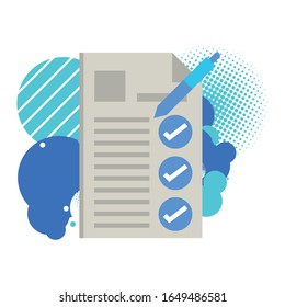 checklist document paper with pen supply vector illustration design