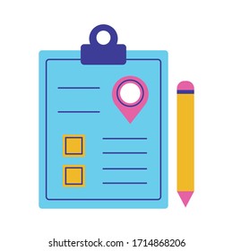 checklist document paper with pen supply flat style vector illustration design