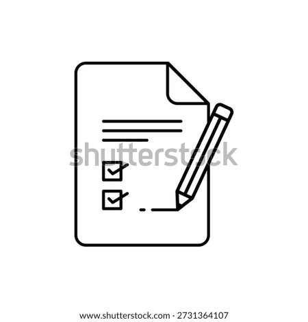 Checklist document with pencil on white background for business and organization