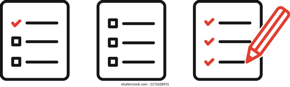 Checklist document set. Vector illustration.