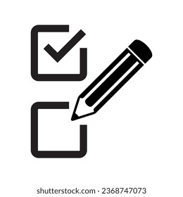 Symbol des Dokumentzeichens der Checkliste im flachen Stil. Umfrage, Vektorgrafik auf weißem, isoliertem Hintergrund. Markieren Sie das Banner-Business-Konzept.
