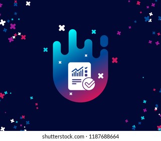 Checklist document simple icon. Analysis Chart or Sales growth report sign. Statistics data symbol. Cool banner with icon. Abstract shape with gradient. Vector