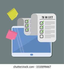 checklist document with supply vector illustration