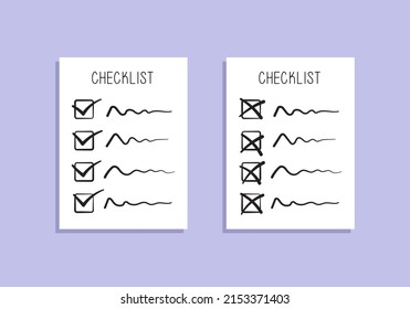 Checklist document. Task done and task undone.