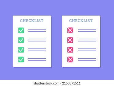 Checklist document. Task done and task undone.