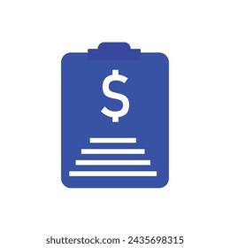 Lista de verificación con icono de signo de dólar. Diseño plano eps 10. Ilustración de icono simple de color brillante. Elementos de diseño gráfico educativo
