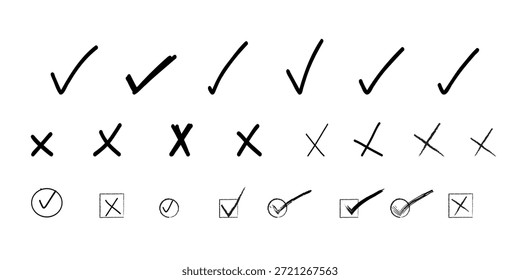 Checkliste Doodle-Linie einzeln Pinsel, Stift, Skizzenmarke, flacher Vektor