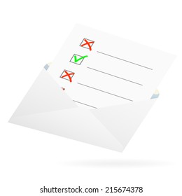 Checklist in an envelope. The vector illustration.