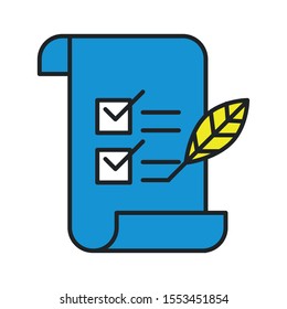 checklist with feather isolated icon vector illustration design