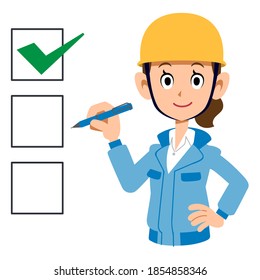 Checklist and female upper body in work clothes