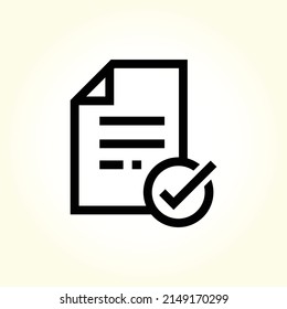 Checklist, file, document. Paperwork concept. Icon of approved documents.  Can be used for topics like qualification, business, education