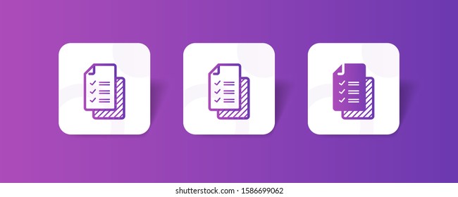 checklist file form icon in outline and solid style with colorful smooth gradient background, suitable for mobile and web UI, app button, infographic, etc
