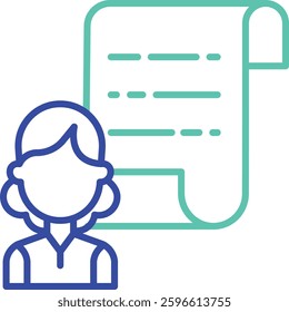 Checklist file outline dual color vector illustration icon design